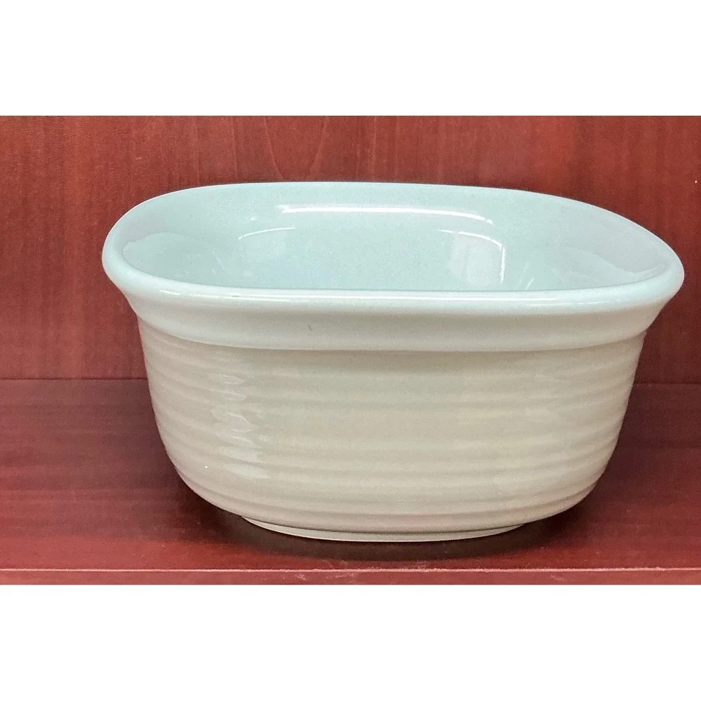 CorningWare Etch White Stoneware 20oz Ribbed Square Round Serving Bowl 591ml